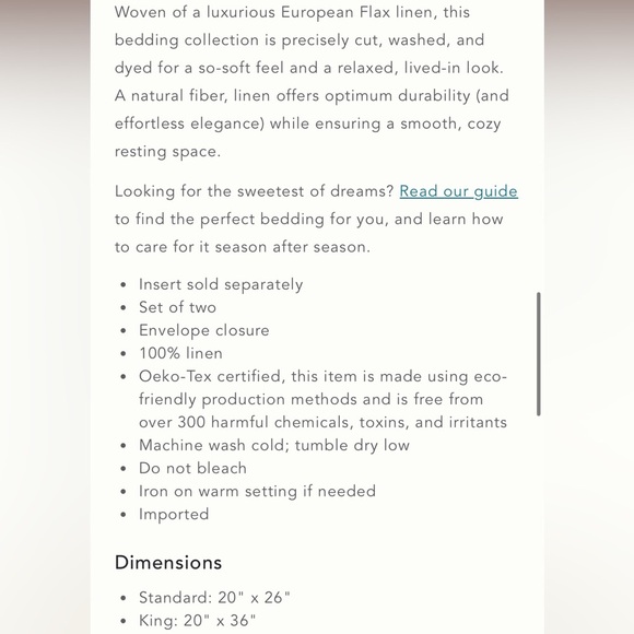 Anthropologie Washed Linen Pair of King Shams NWT - Picture 2 of 8